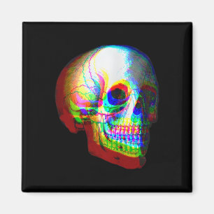 Skull Trippy Vaporwave Halloween Techno Rave Edm Magnet
