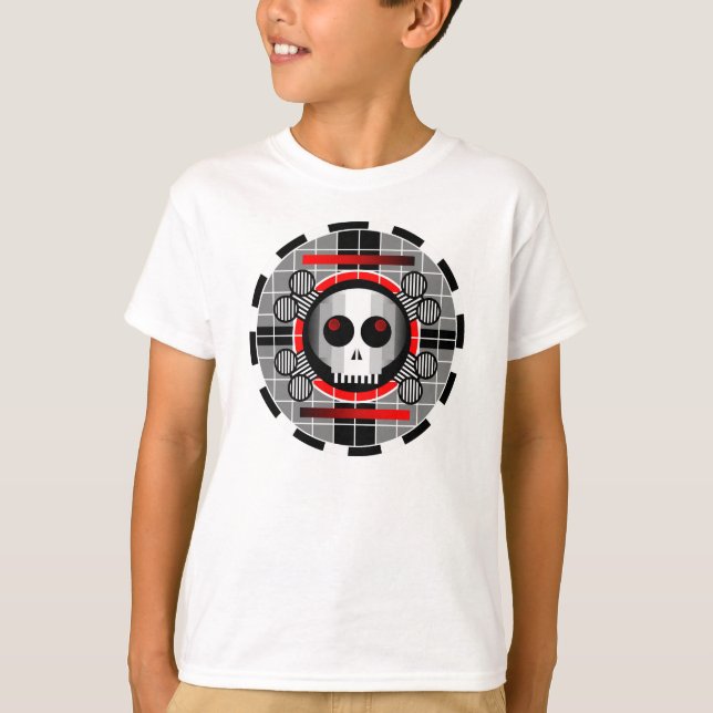 Skull TV Round T - Shirt Kids ganz in Weiß (Vorderseite)