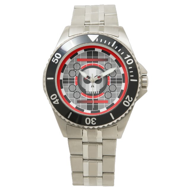 Skull TV Runde klassische Edelstahlüberwachung Armbanduhr (Vorderseite)