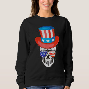 Skull Uncle Sam American Independence Day Flag Sun Sweatshirt