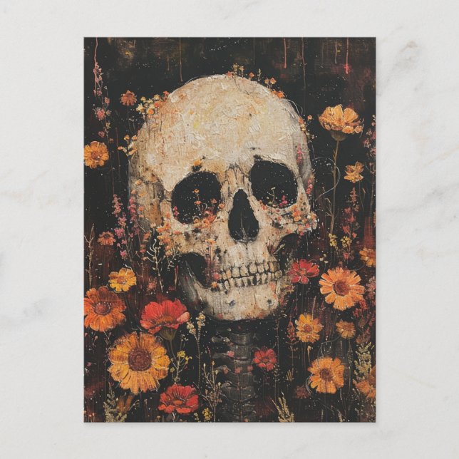 Skull und Blume Postkarte (Vorderseite)