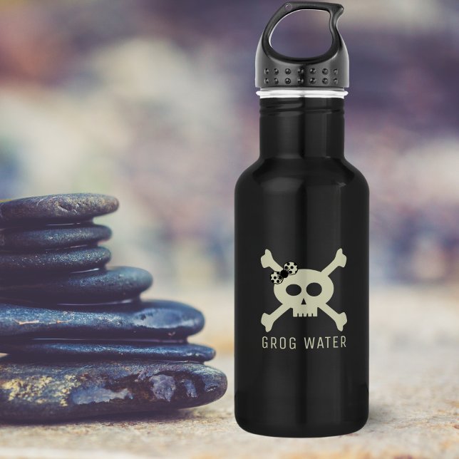 Skull und Crossbones Giratpiraterie Flasche Wasser Edelstahlflasche (Yarr! Here be a bottle for yer grog. Add yer name!)