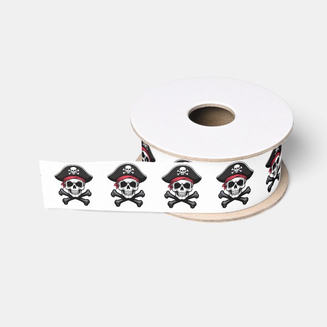 Skull und Crossbones Pirate Ripsband (Spule)