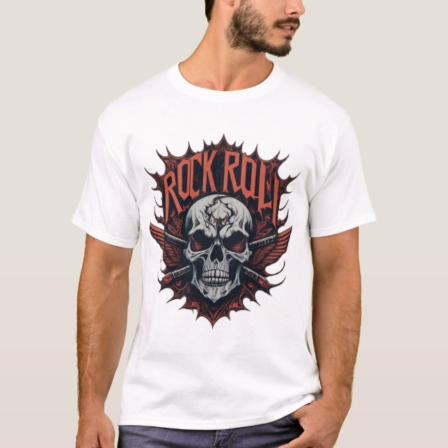 Skull und Crossbones Rock Anthem T - Shirt Design (Vorderseite)