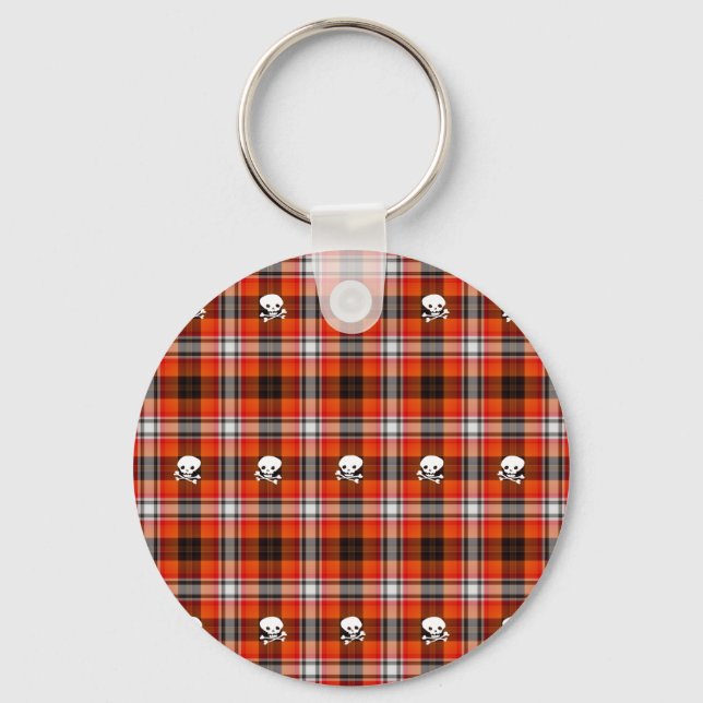 Skull und Crossbones Rot und Schwarz Button Schlüs Schlüsselanhänger (Vorderseite)