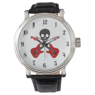 Skull und die gekreuzten Gitarren Armbanduhr