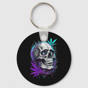 Skull und Neon Pot Leaf Aufkleber Schlüsselanhänger