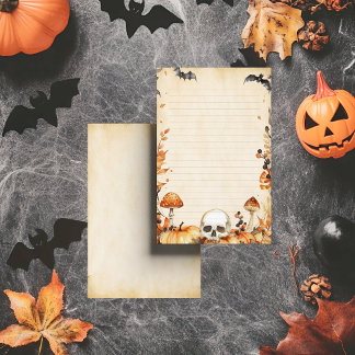 Skull und Pilz im Launen-Stil, Halloween-liniertes Briefpapier