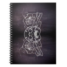 Skull und Rose Goth Punk Tattoo Style Notebook