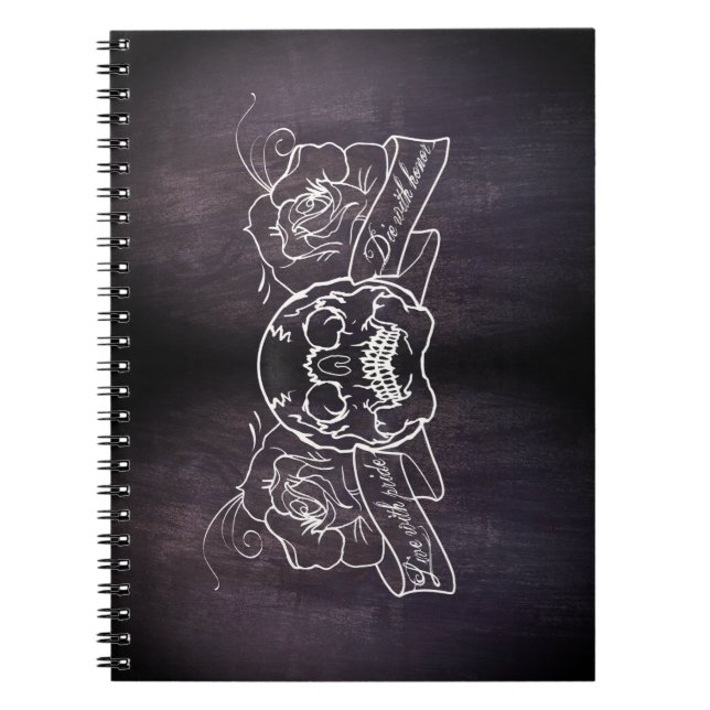 Skull und Rose Goth Punk Tattoo Style Notebook Notizblock (Vorderseite)