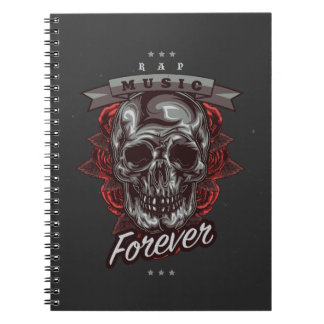 Skull und Rose Illustration , Rap-Musikliebhaber Notizblock