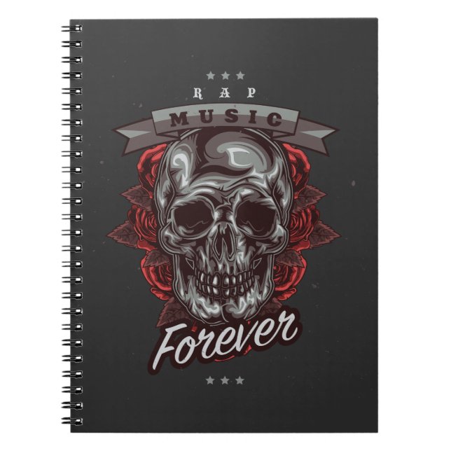 Skull und Rose Illustration , Rap-Musikliebhaber Notizblock (Vorderseite)
