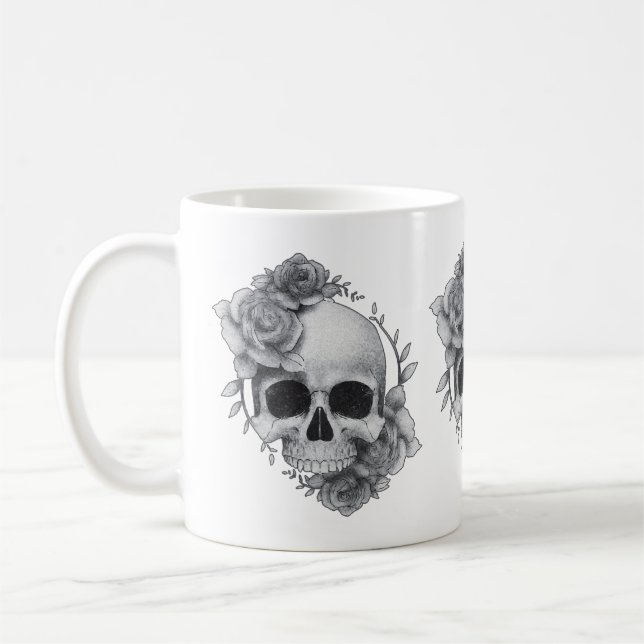 Skull und Rose Sketch Kaffeetasse (Links)