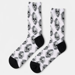 Skull und Rose Sketch Socken