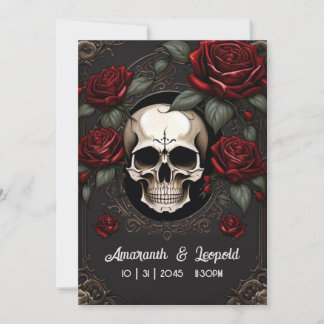 Skull und Rose Traditionelle gotische Hochzeit Einladung