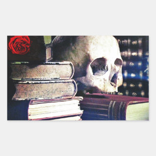 Skull und Zauberbuch über Geschenke, Kleidung und Rechteckiger Aufkleber