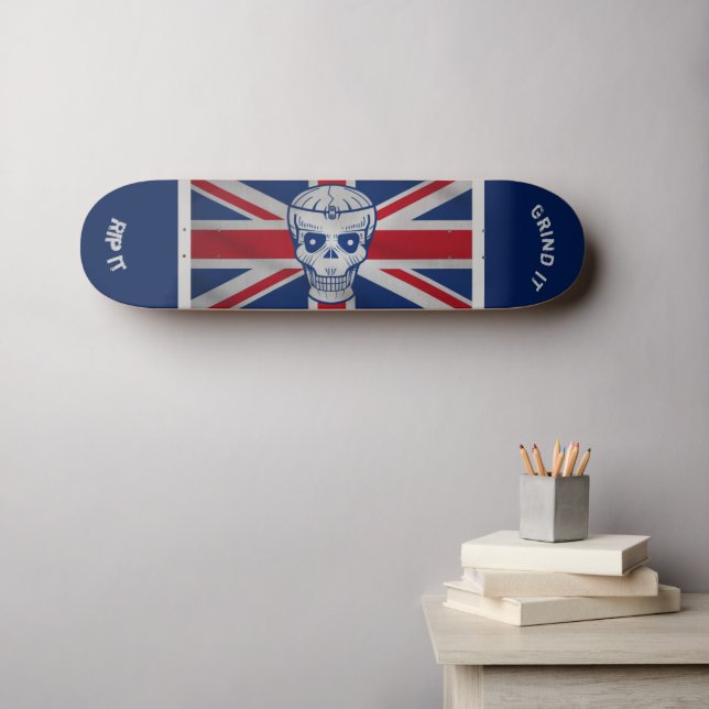 Skull & Union Jack Skateboard (Art mural (Horz))