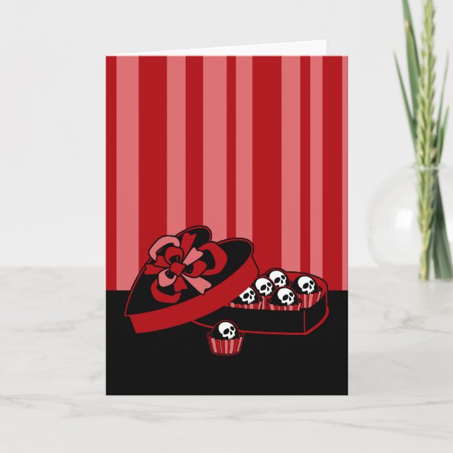 Skull Valentine Candy Feiertagskarte (Vorderseite)