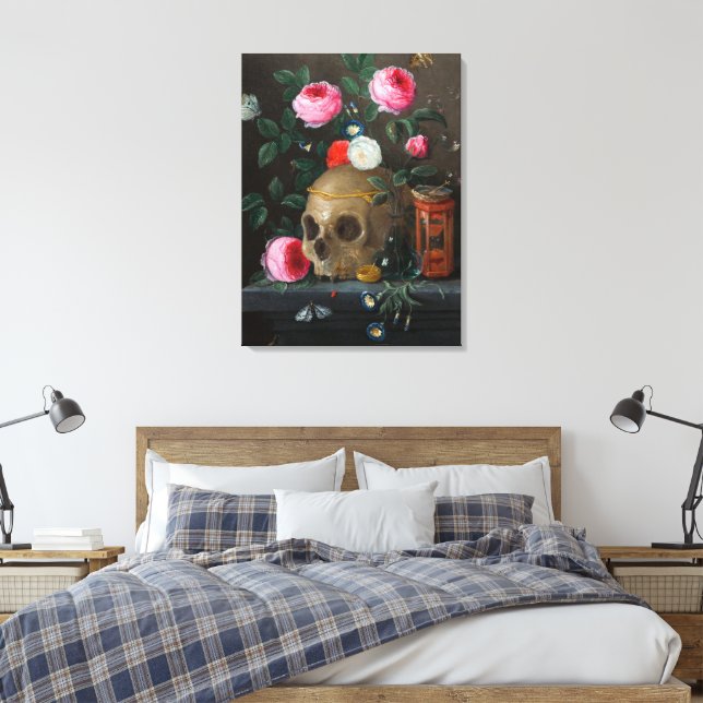 Skull Vanitas Still Life Jan van Kessel Leinwanddruck (Insitu (Schlafzimmer))