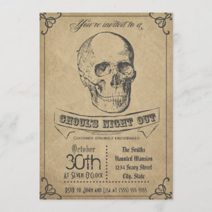 Skull Vintag Halloween Einladung