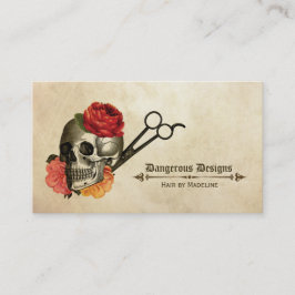 Skull Vintage Blumenhaare Visitenkarte