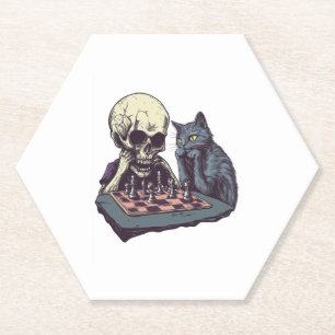 Skull vs Chat � Funny Chess Battle Untersetzer