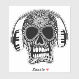 Skull Wear Headphones DJ Music Aufkleber