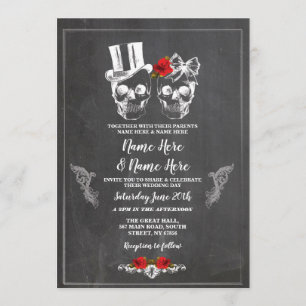 Skull Wedween Rose Gothic Floral Einladung