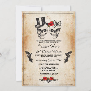 Skull Wedween Sugar Gothic Floral Einladung