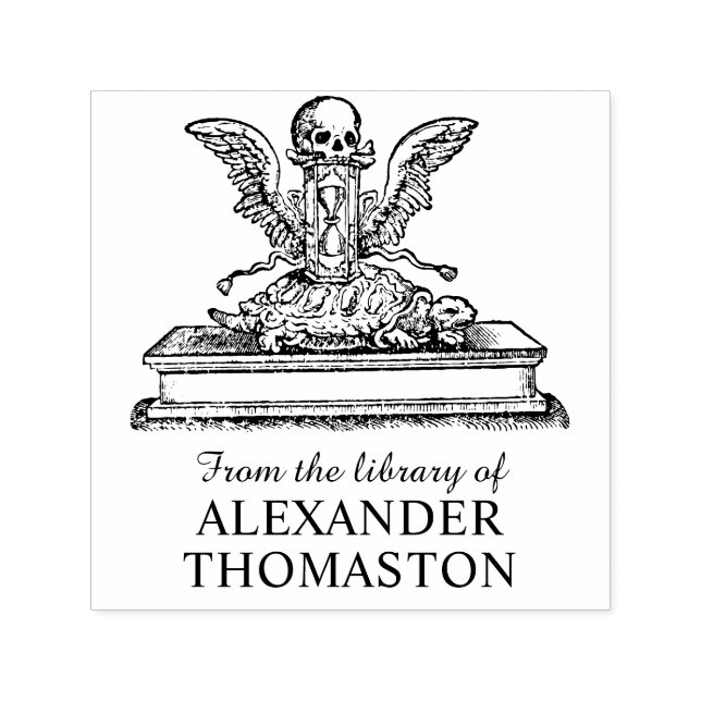 Skull Wingglass Turtle Library Book Name Permastempel (Design)