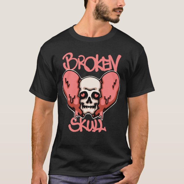 Skull with Dripping Broken streetwear  T-Shirt (Vorderseite)