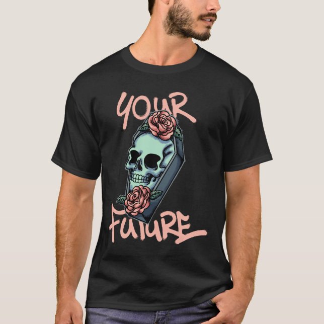 Skull with Roses streetwear  T-Shirt (Vorderseite)