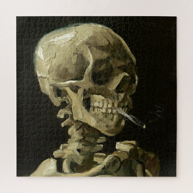 Skull with Zigarette by Van Gogh Painting Art (Vertikal)