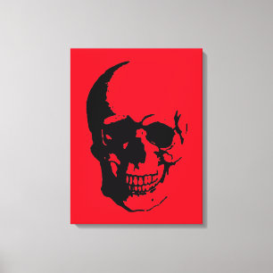 Skull Wrapped Canvas - Black & Red Fantasy Art Leinwanddruck