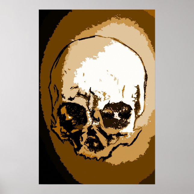 Skull Zeichnend Poster Print (Vorne)