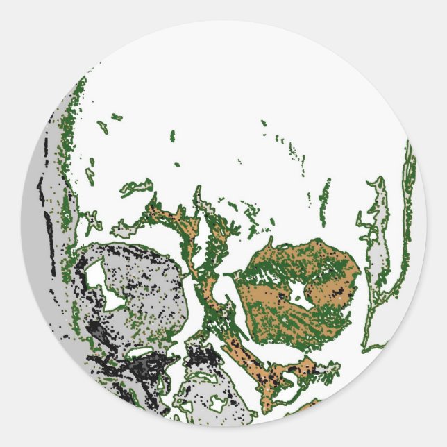 Skull Zeichnend Runder Aufkleber (Vorderseite)