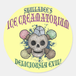 Skullabees Eis Creamatorium Runder Aufkleber