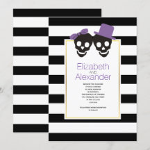 Skulle und Streifen lila Halloween-Hochzeit