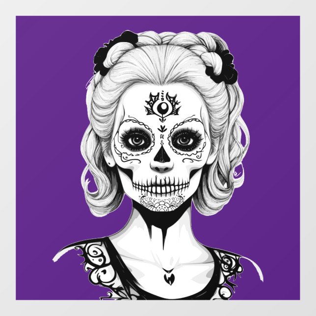 SKULLHEAD FRAU FENSTERAUFKLEBER (Blatt)