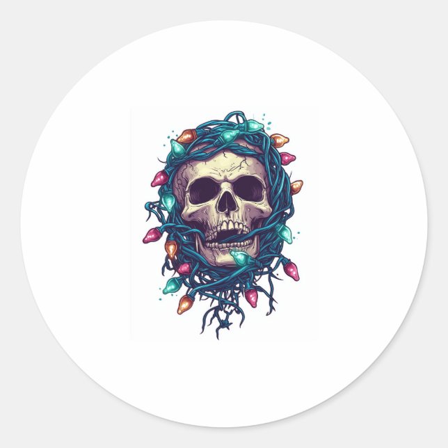Skullmas � Funny Xmas Skelett Runder Aufkleber (Vorderseite)
