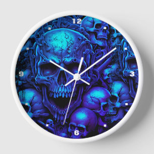 Skulls Assorted Blue Beängstigend Gothic Halloween Uhr
