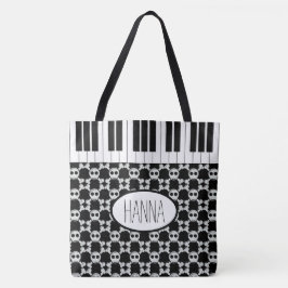 Skulls Crossbones und Piano Keys Tasche