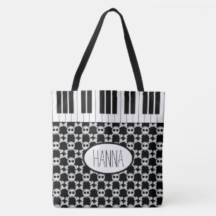 Skulls Crossbones und Piano Keys Tasche