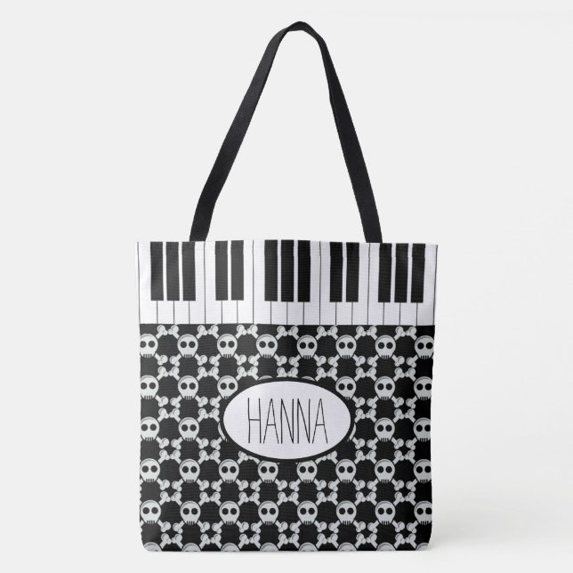 Skulls Crossbones und Piano Keys Tasche (Vorderseite)