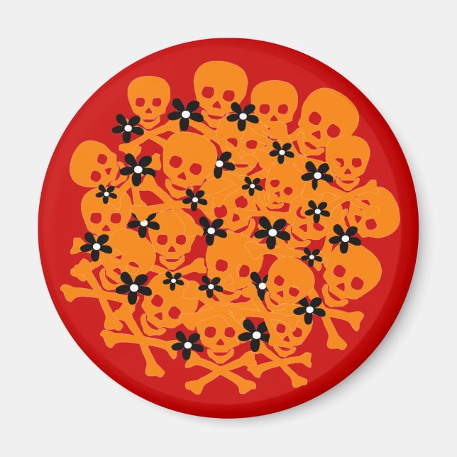 Skulls & Daisies Magnet (Vorne)
