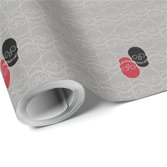 Skulls - Ghost Gray und Bone White Geschenkpapier (Rolleneckpunkt)