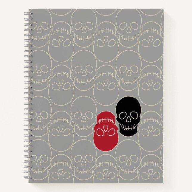 Skulls - Ghost Gray und Bone White Notizbuch (Vorderseite)