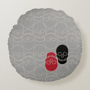 Skulls - Ghost Gray und Bone White Rundes Kissen