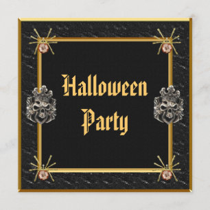 Skulls & Gold Spider Jewels Halloween-Party Einladung