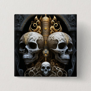Skulls Gothic Horror Goth Surreal Art Button
